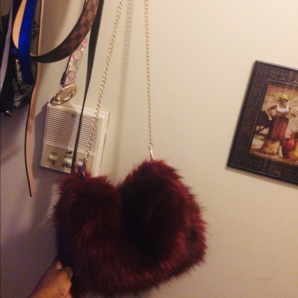 Red Burgundy handbag crossbody gold chain purse - Picture 4 of 11